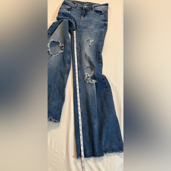 Koaj Palazzo Wide Leg High Rise Distressed Denim Jeans Size 6 - Picture 12 of 14